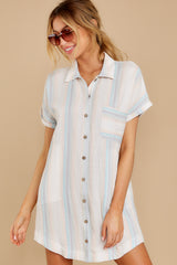 1 A Promising Horizon White Multi Stripe Shirt Dress at reddress.com