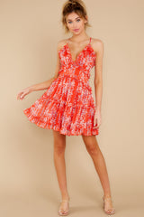 3 Hey There Tomato Red Floral Print Dress at reddress.com