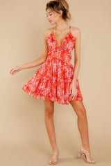 4 Hey There Tomato Red Floral Print Dress at reddress.com
