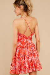 8 Hey There Tomato Red Floral Print Dress at reddress.com