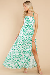 5 Sweet Laughter Green Floral Print Maxi Dress at reddress.com