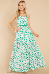 3 Sweet Laughter Green Floral Print Maxi Dress at reddress.com
