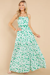 2 Sweet Laughter Green Floral Print Maxi Dress at reddress.com