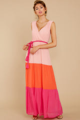 3 Walk On The Bright Side Pink Multi Maxi Dress at reddress.com