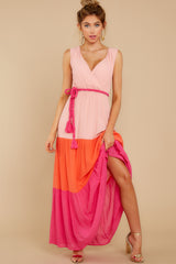 5 Walk On The Bright Side Pink Multi Maxi Dress at reddress.com
