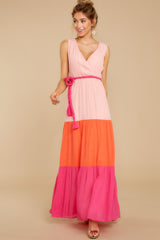 7 Walk On The Bright Side Pink Multi Maxi Dress at reddress.com