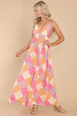 4 Daisy Delight Orange Patchwork Print Dress at reddress.com