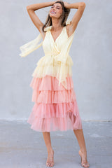 4 You Can Fly Pink Multi Midi Dress at reddress.com