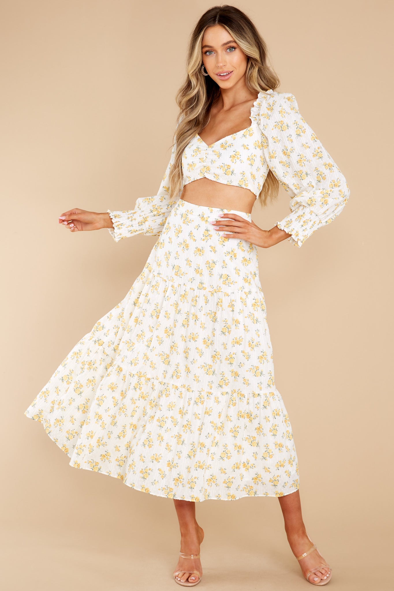 1 In Your Arms White And Yellow Floral Print Top at reddress.com