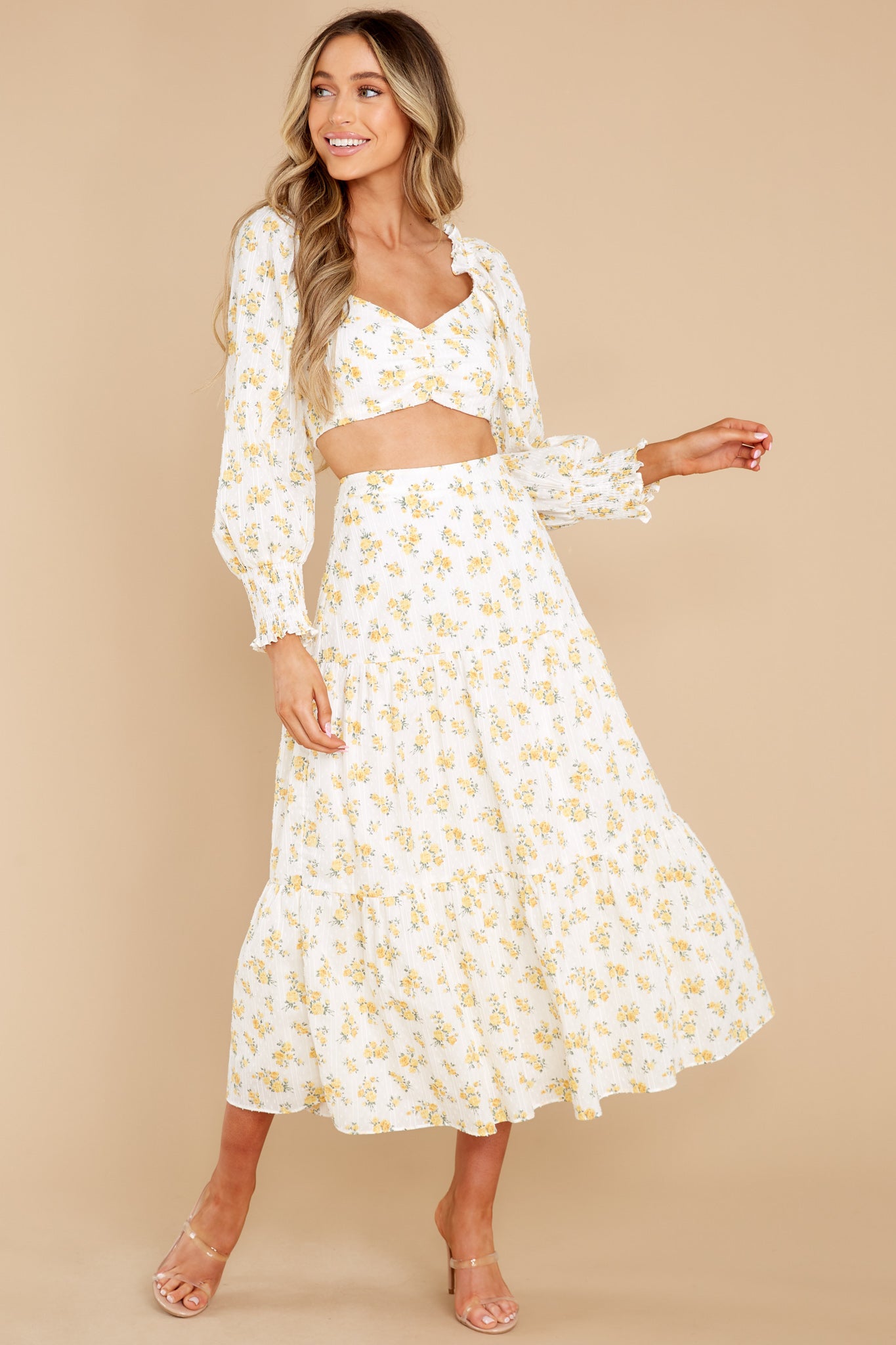 2 In Your Arms White And Yellow Floral Print Top at reddress.com