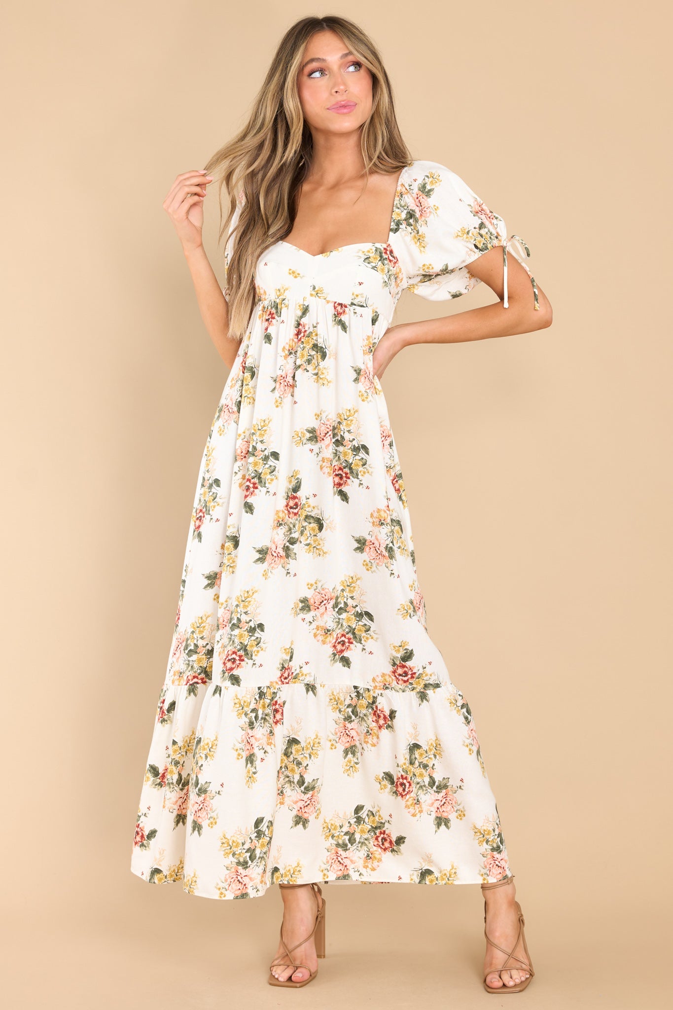 1 Whimsical Blooms Off White Floral Print Maxi Dress at reddress.com