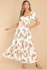 4 Whimsical Blooms Off White Floral Print Maxi Dress at reddress.com