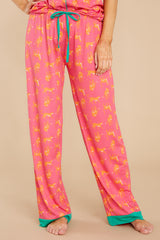 1 Sleeping In Hot Pink Print Pajama Pants at reddress.com