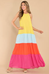 4 Wonderful Ideas Yellow Colorblock Maxi Dress at reddress.com