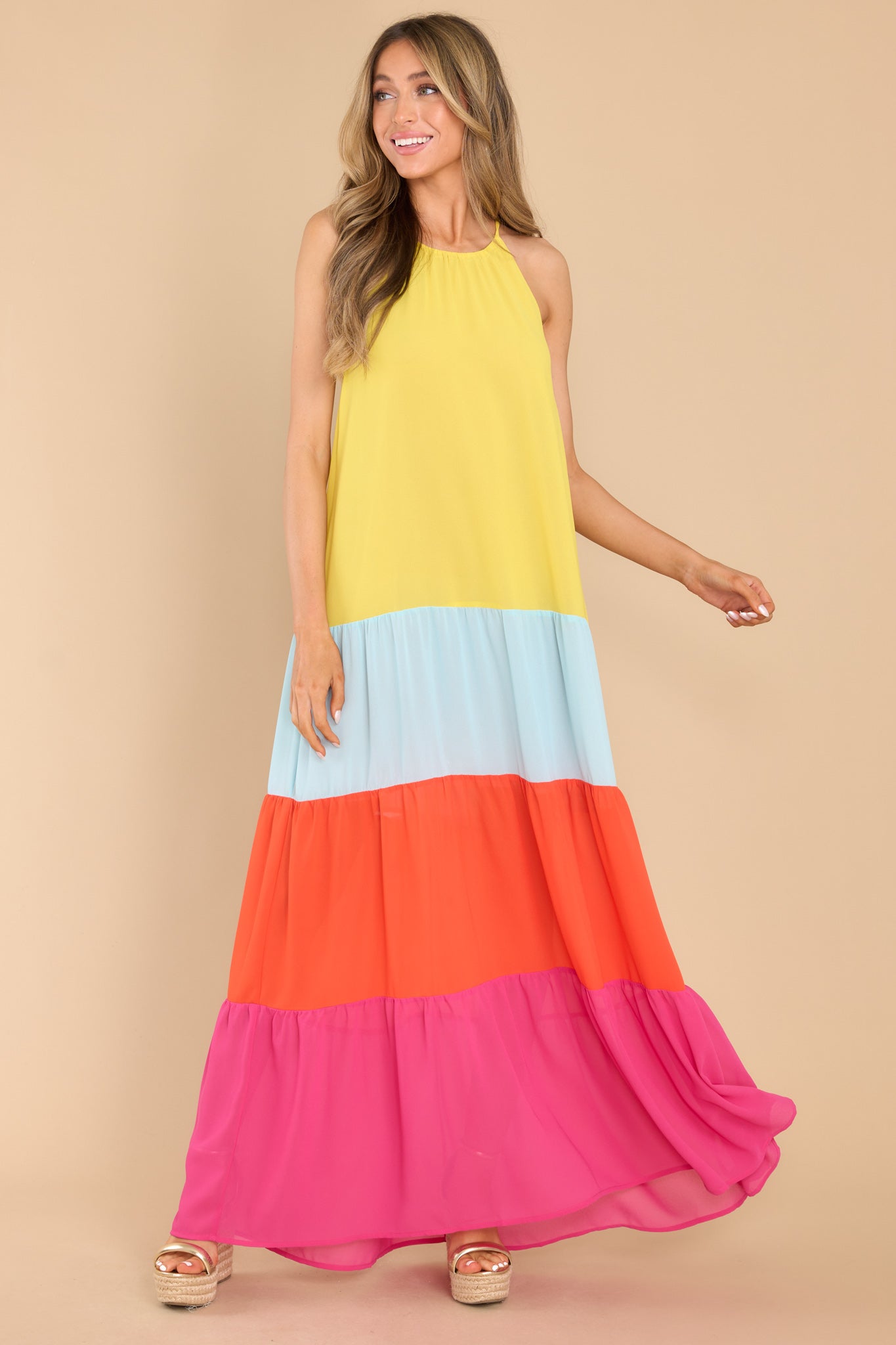 3 Wonderful Ideas Yellow Colorblock Maxi Dress at reddress.com