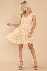 1 With All My Love Pastel Yellow Floral Print Dress at reddress.com