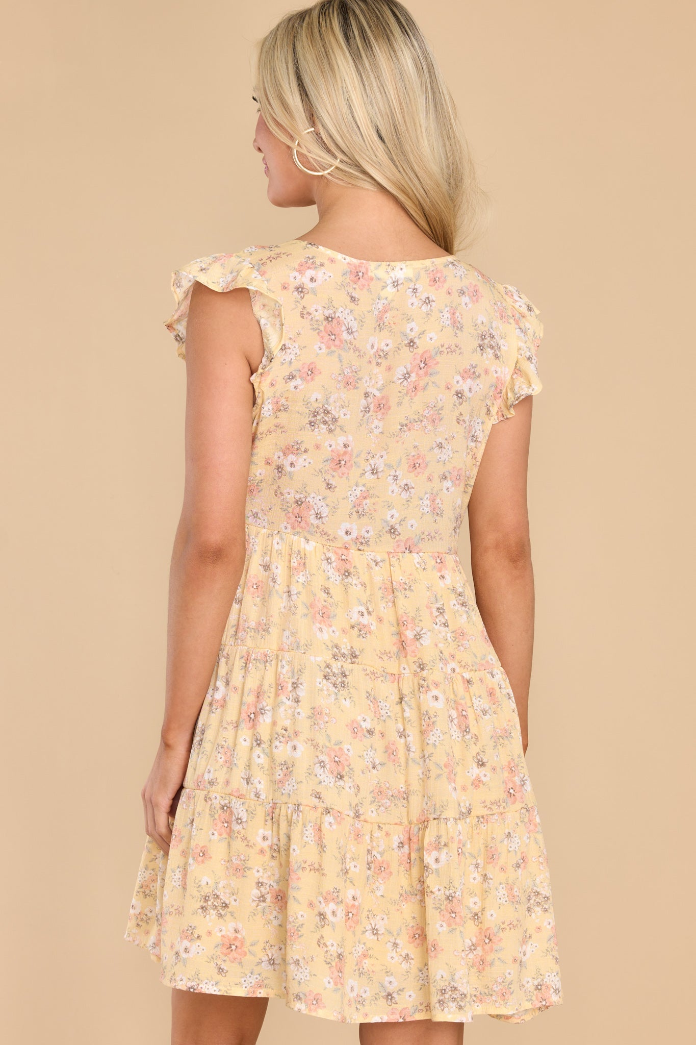 9 With All My Love Pastel Yellow Floral Print Dress at reddress.com