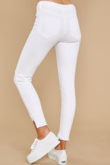4 Come My Way White Distressed Skinny Jeans at reddress.com