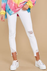 2 Come My Way White Distressed Skinny Jeans at reddress.com