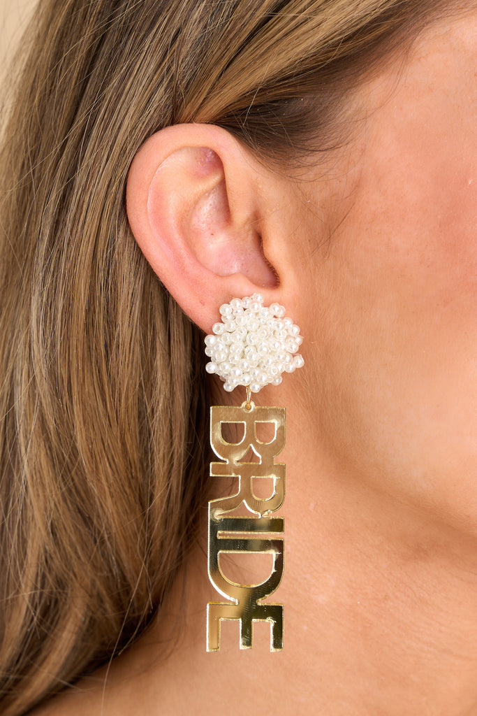 1 Perfect As You Are Gold Pearl Hoop Earrings at reddress.com