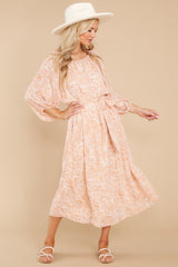 1 Sunlit Reverie Apricot Print Midi Dress at reddress.com