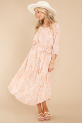 4 Sunlit Reverie Apricot Print Midi Dress at reddress.com