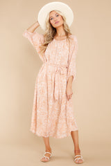 3 Sunlit Reverie Apricot Print Midi Dress at reddress.com
