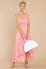 3 Burst Your Bubbly Flamingo Pink Print High-Low Dress at reddress.com