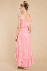 9 Burst Your Bubbly Flamingo Pink Print High-Low Dress at reddress.com