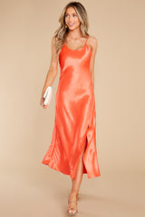 2 Divine Elegance Coral Red Midi Dress at reddress.com