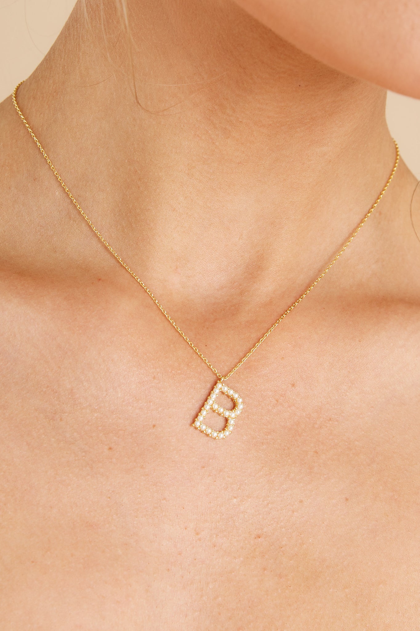 1 My Love Initial B Pearl And Gold Necklace at reddress.com