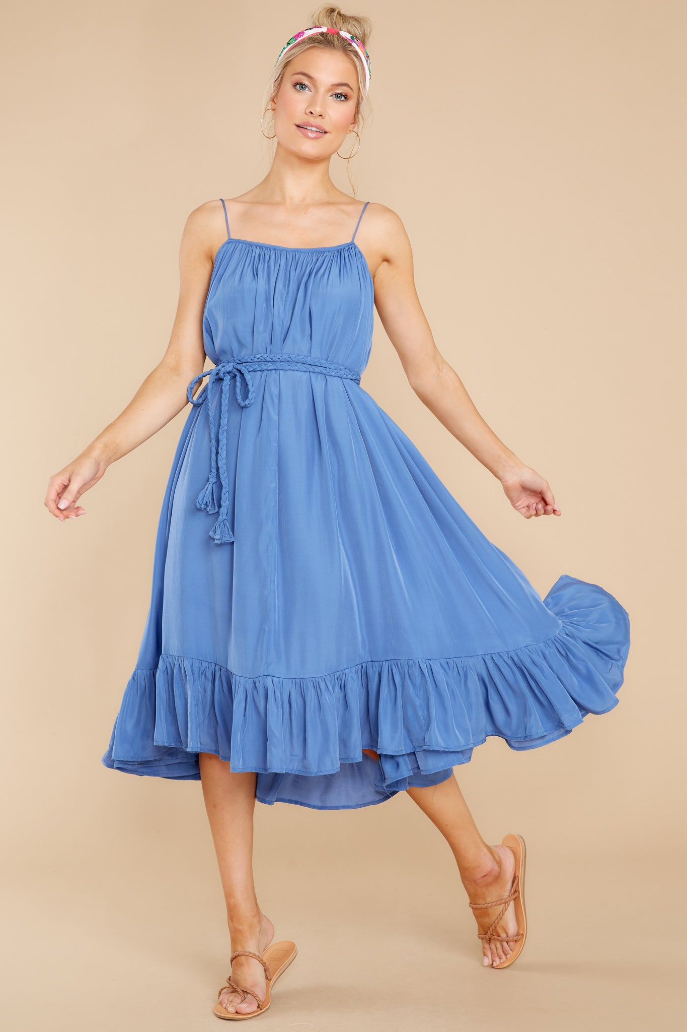 6 Pure Feeling Bright Blue Midi Dress at reddress.com