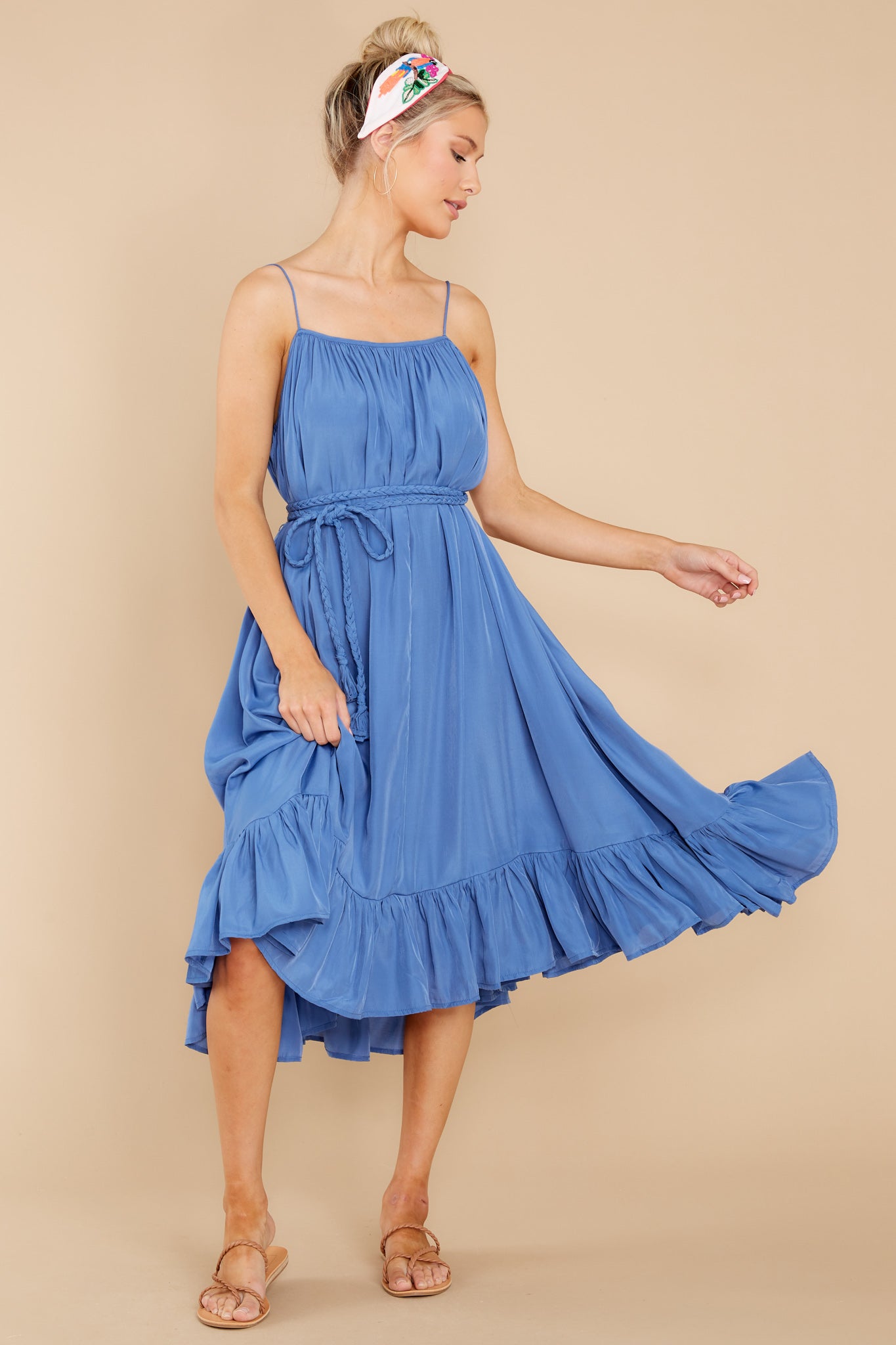 8 Pure Feeling Bright Blue Midi Dress at reddress.com