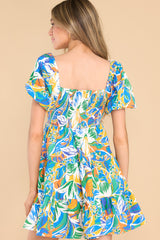 10 Who I Am Blue Multi Floral Print Dress at reddress.com