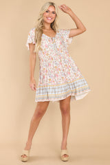 4 With You In Spirit Ivory Multi Floral Print Dress at reddress.com