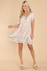 3 With You In Spirit Ivory Multi Floral Print Dress at reddress.com