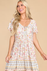 8 With You In Spirit Ivory Multi Floral Print Dress at reddress.com