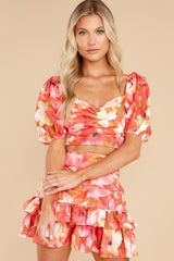 4 Vibrant Skies Coral Red Multi Floral Print Two Piece Set at reddress.com