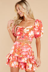 6 Vibrant Skies Coral Red Multi Floral Print Two Piece Set at reddress.com