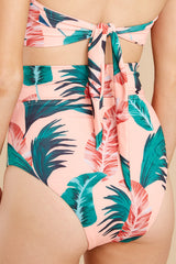 2 Strolling The Sands Peach Palm Print Bikini Bottoms at reddress.com