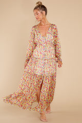 4 View From The Meadow Yellow Floral Print Maxi Dress at reddress.com