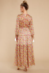 7 View From The Meadow Yellow Floral Print Maxi Dress at reddress.com