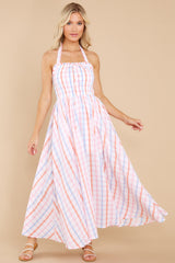1 So Lovely Pink And Blue Gingham Maxi Dress at reddress.com