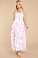 6 So Lovely Pink And Blue Gingham Maxi Dress at reddress.com