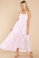 3 So Lovely Pink And Blue Gingham Maxi Dress at reddress.com