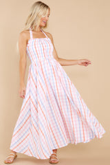 2 So Lovely Pink And Blue Gingham Maxi Dress at reddress.com