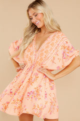 6 Simply Carefree Peach Multi Floral Print Dress at reddress.com