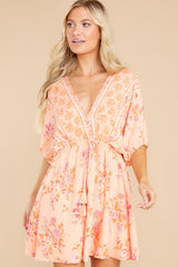 5 Simply Carefree Peach Multi Floral Print Dress at reddress.com