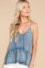 7 Throw It Together Light Wash Chambray Top at reddress.com