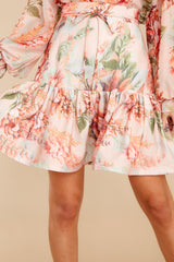 Whimsical Wildflowers Peach Floral Print Skirt